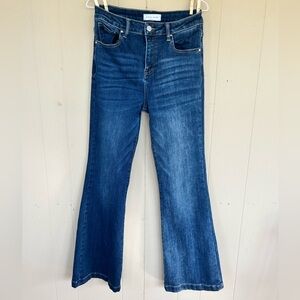 Dark Blue Flare Jeans - Classic High-Rise Stretch